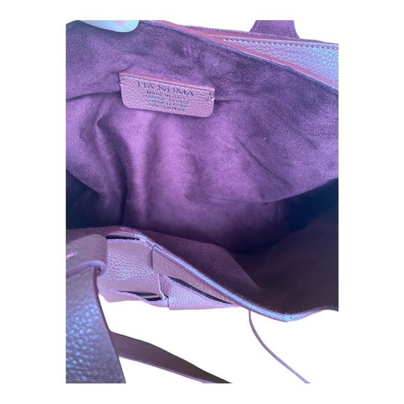 LIA NUMA Made In Italy Burgundy Leather Triple Compartment Satchel - Picture 5 of 17